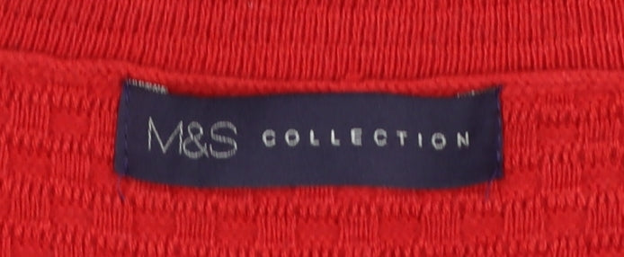 Marks and Spencer Women Red Size 10 Round Neck Zip Shoulder Jumper