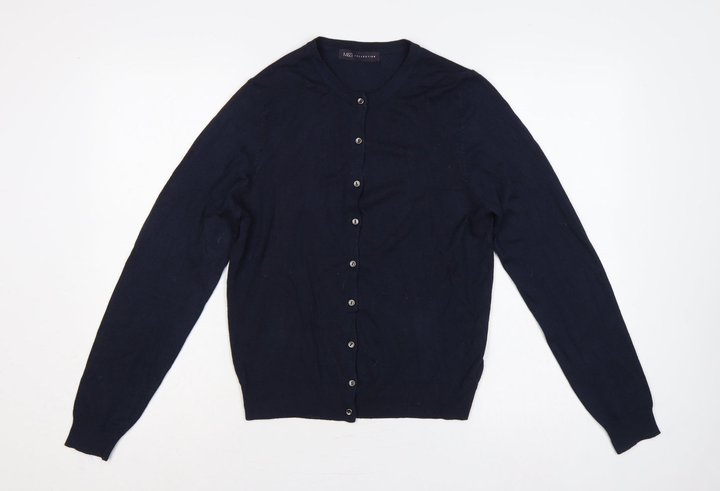 Marks & Spencer Women Blue Size 14 Button Knit Cardigan