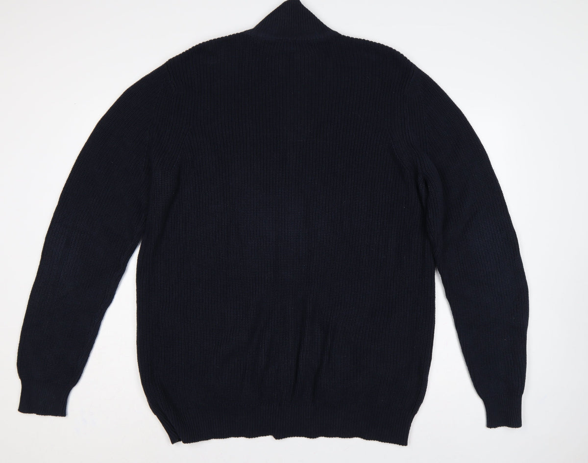Brand and care label for La Redoute Men’s Blue 2XL Full Zip High Neck Knit Jumper Cardigan