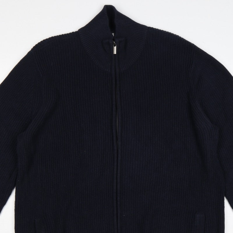 Additional view of La Redoute Men’s Blue 2XL Full Zip High Neck Knit Jumper Cardigan