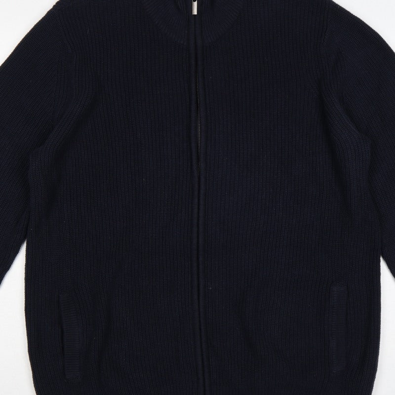 Additional view of La Redoute Men’s Blue 2XL Full Zip High Neck Knit Jumper Cardigan