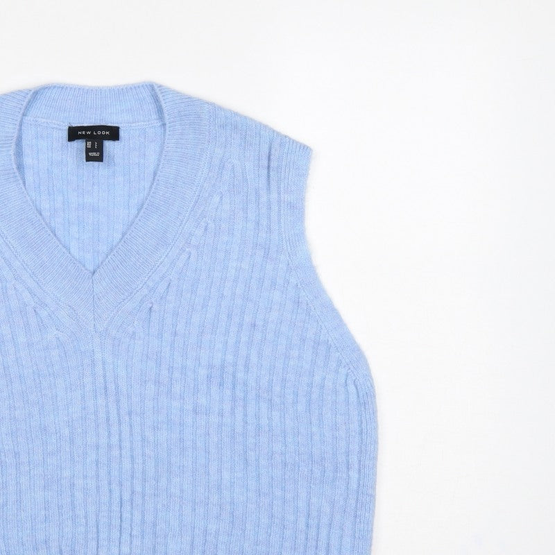 New Look Women’s Blue L Cable Knit V-Neck Sleeveless Jumper Vest