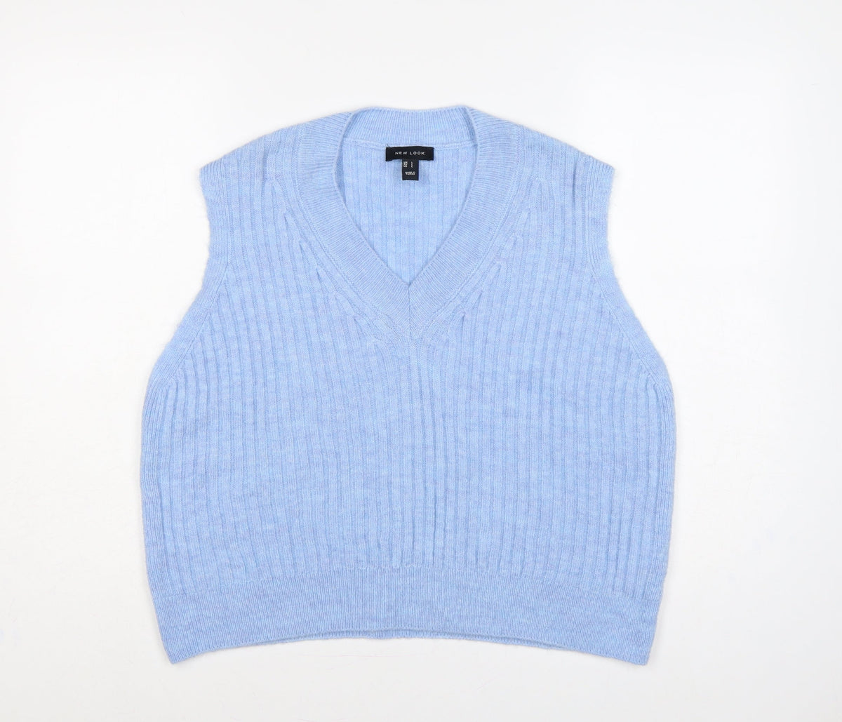 New Look Women’s Blue L Cable Knit V-Neck Sleeveless Jumper Vest