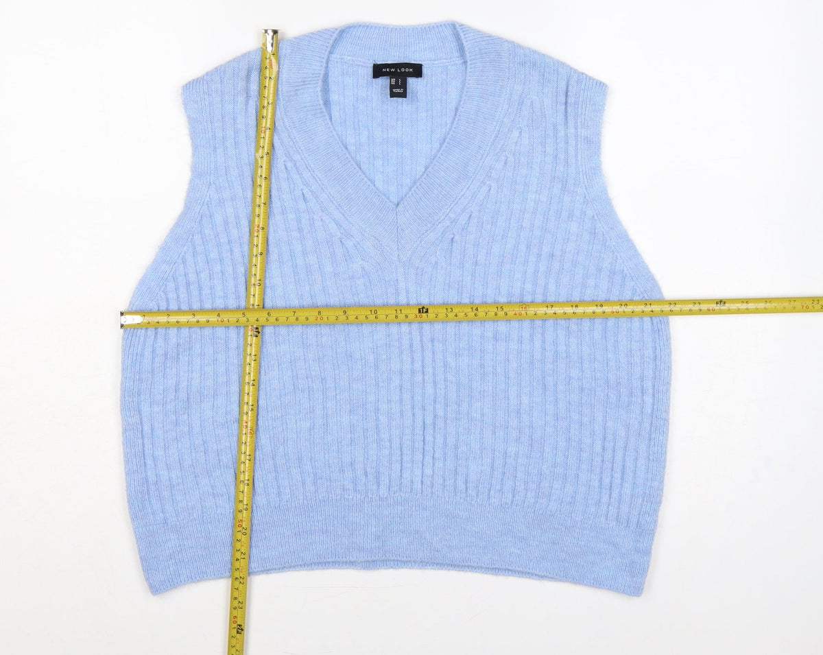 New Look Women’s Blue L Cable Knit V-Neck Sleeveless Jumper Vest
