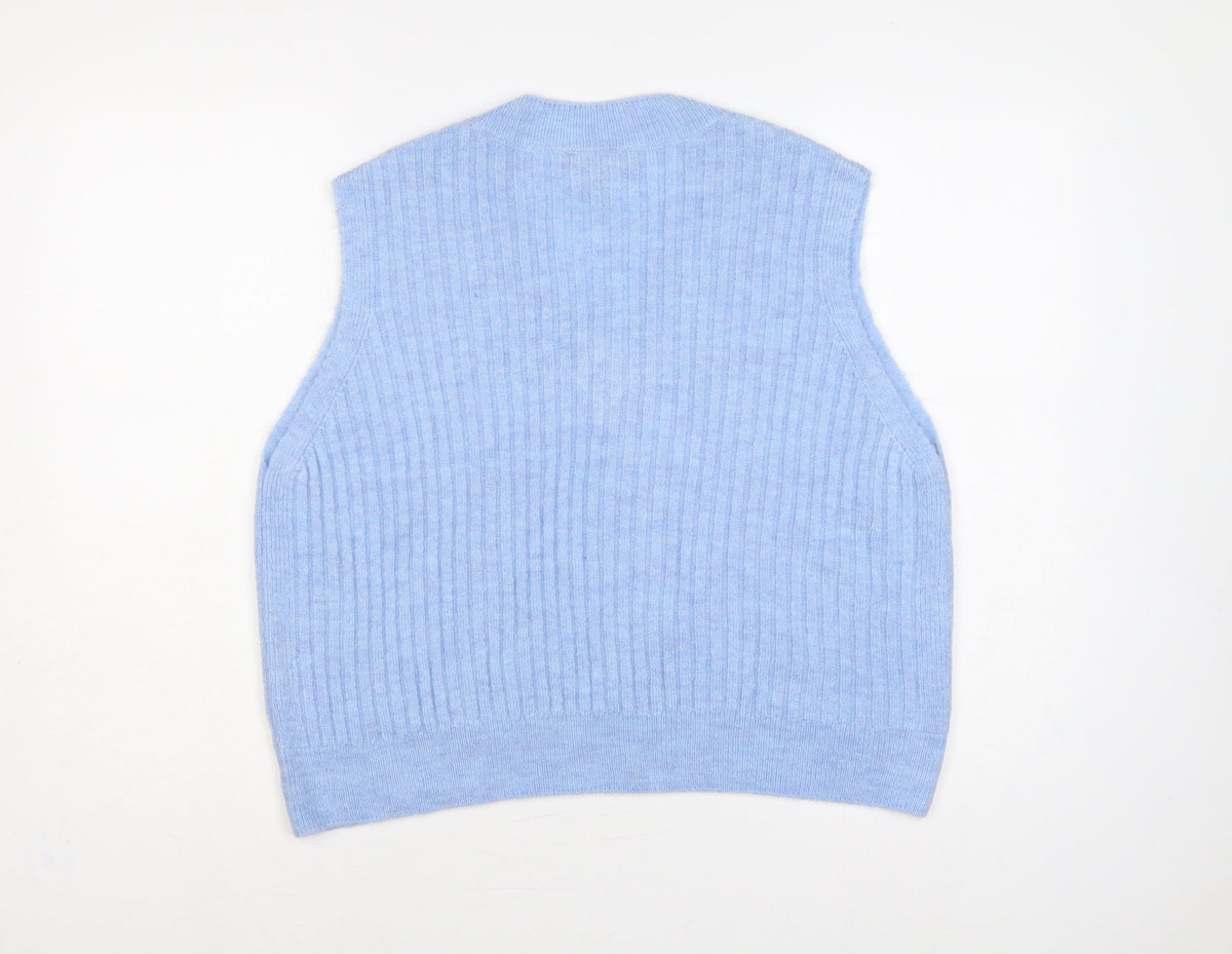 New Look Women’s Blue L Cable Knit V-Neck Sleeveless Jumper Vest