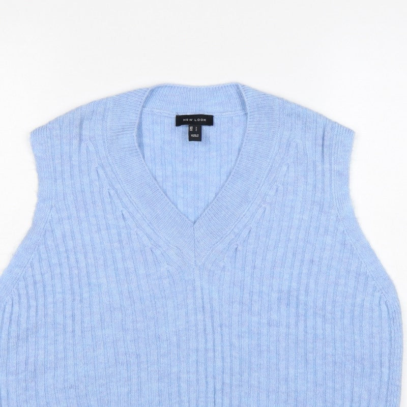 New Look Women’s Blue L Cable Knit V-Neck Sleeveless Jumper Vest