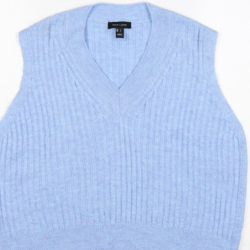 New Look Women’s Blue L Cable Knit V-Neck Sleeveless Jumper Vest