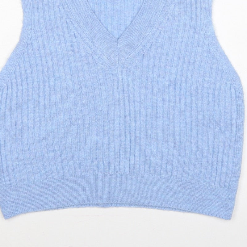 New Look Women’s Blue L Cable Knit V-Neck Sleeveless Jumper Vest