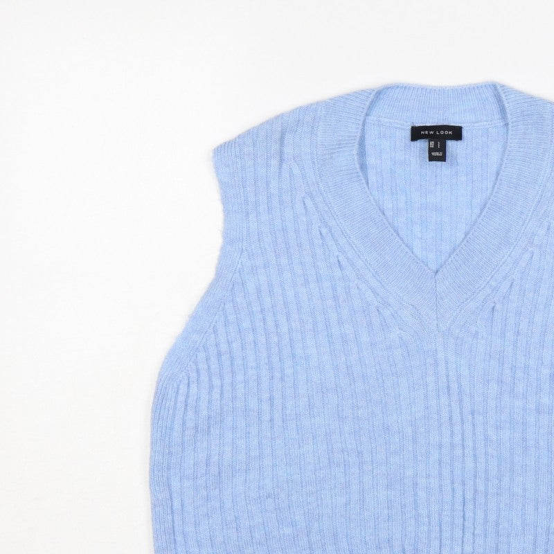 New Look Women’s Blue L Cable Knit V-Neck Sleeveless Jumper Vest