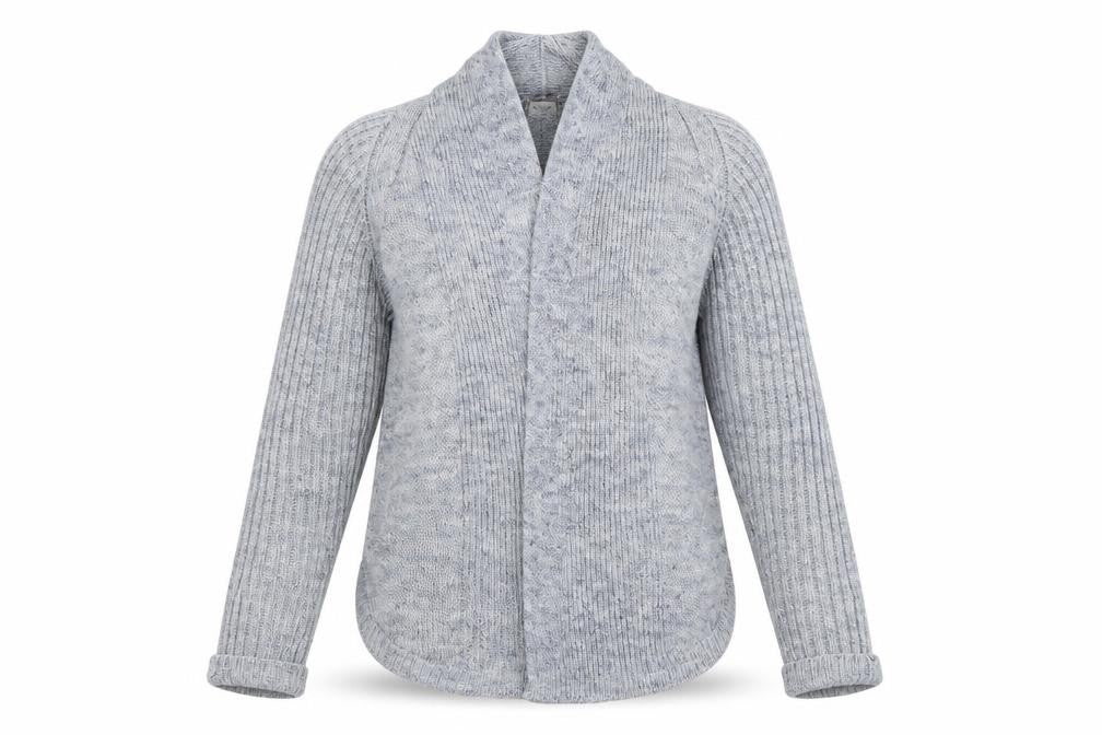 Marks & Spencer Women Blue UK 12 Open Front Cable Knit Linen Blend Cardigan