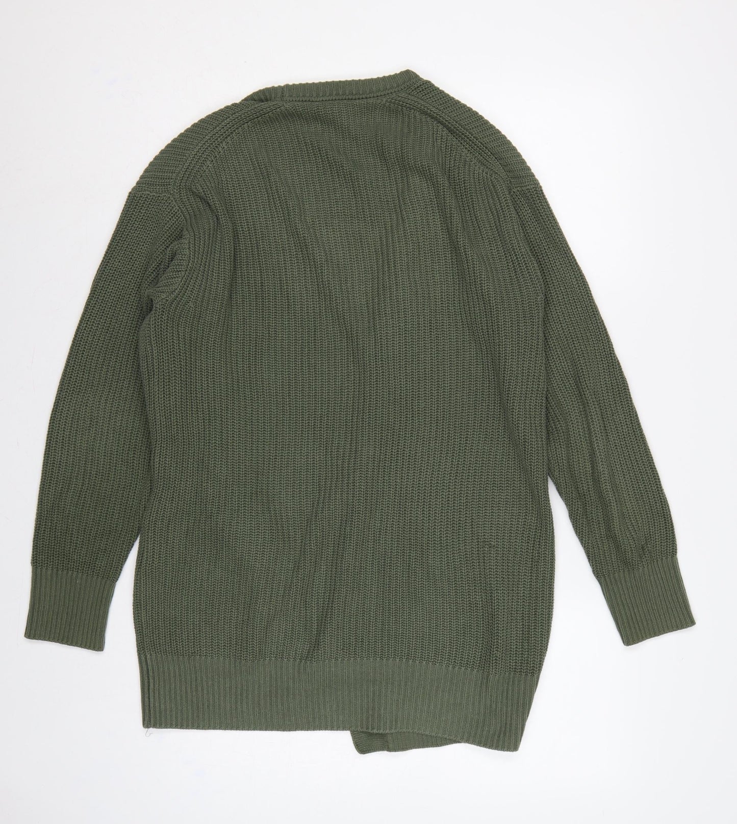 Max & Mia Women Green M Open Knit Longline Cardigan Pockets