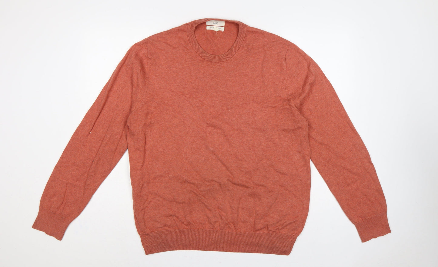 Marks and Spencer Women Orange 2XL Cotton Crew Neck Knit Jumper