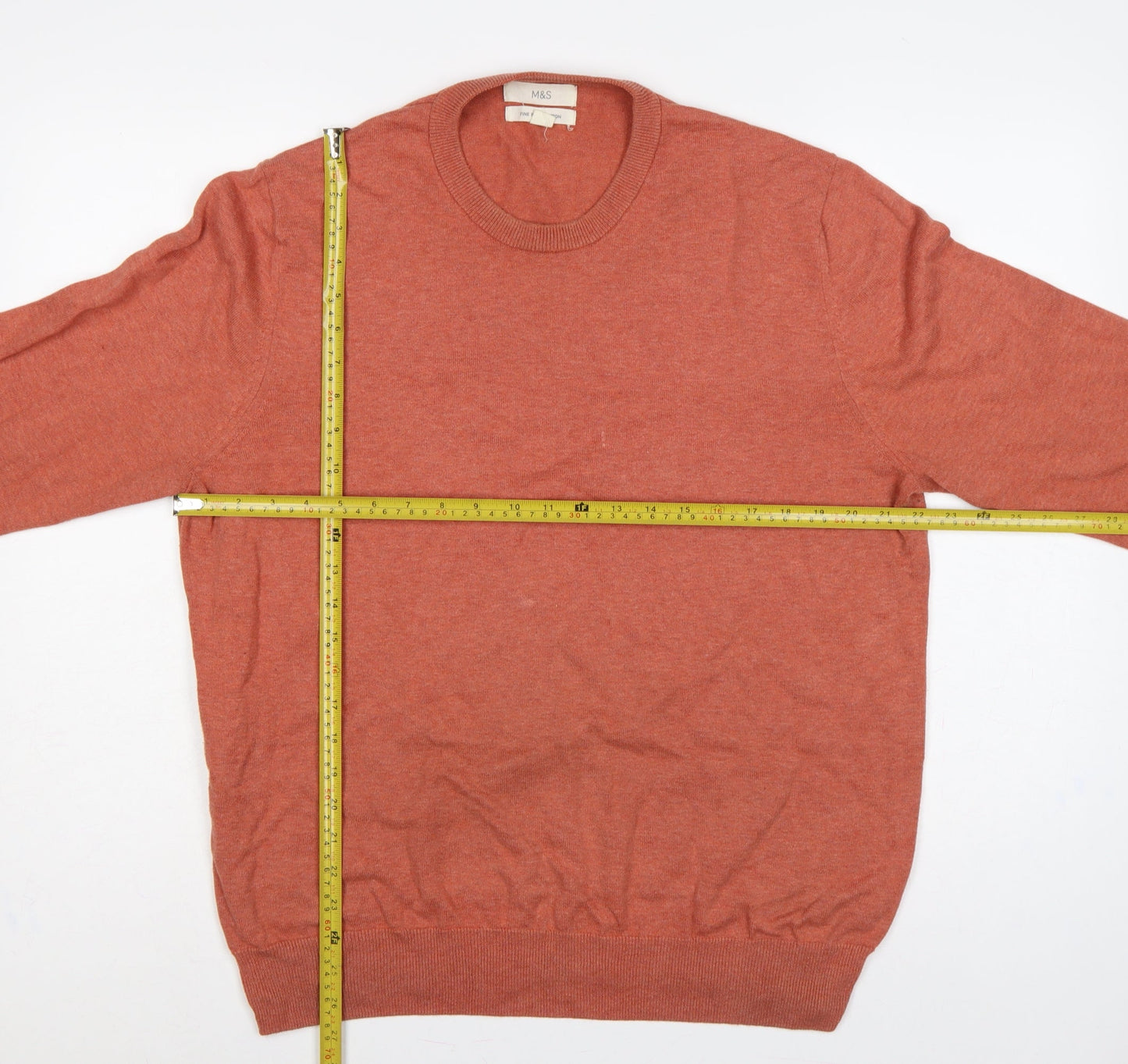 Marks and Spencer Women Orange 2XL Cotton Crew Neck Knit Jumper
