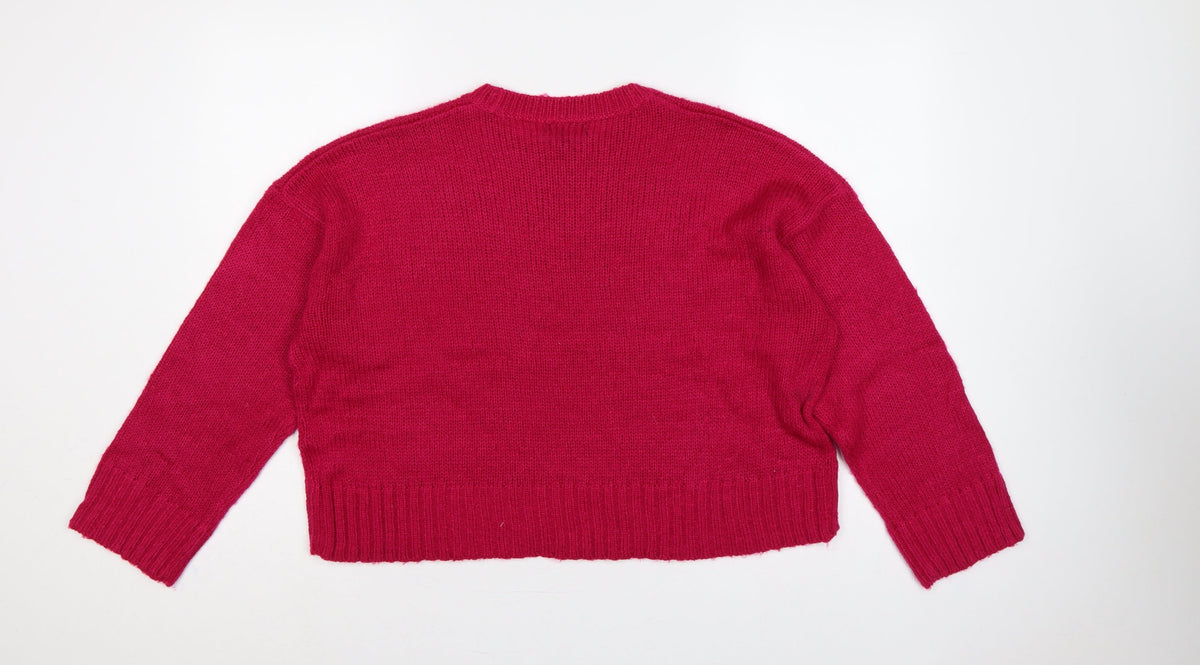 New Look Women’s Pink L Crew Neck Long Sleeve Knit Jumper