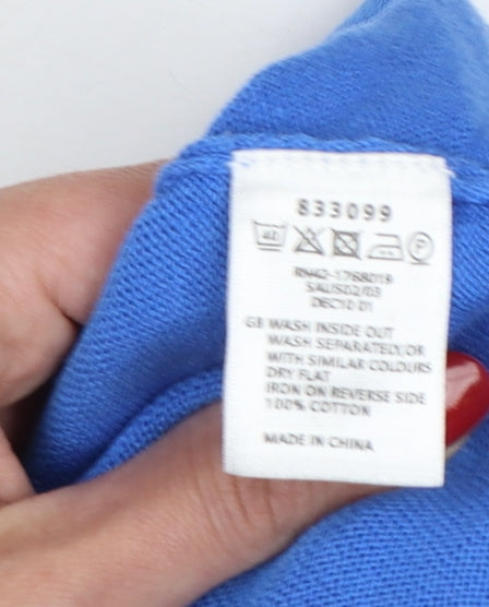Monsoon Women’s Blue L Open Knit Cotton Cardigan Long Sleeve