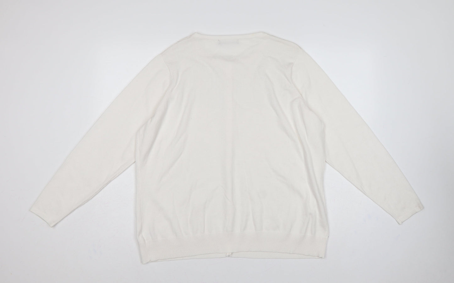 Bonmarché Women’s Ivory L Rhinestone Button Knit Cardigan