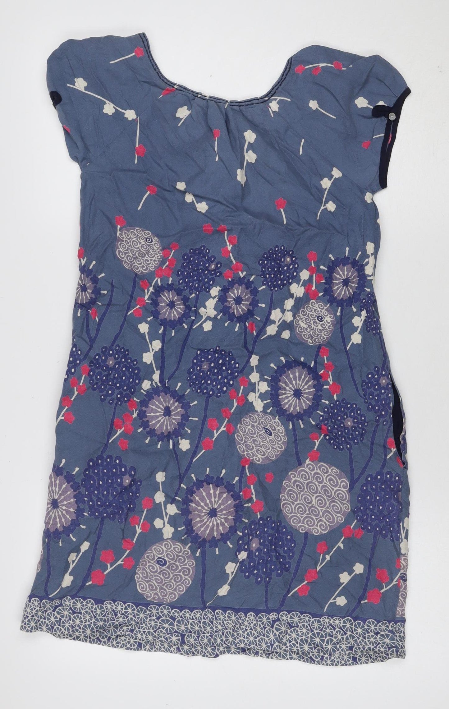 White Stuff Women Blue Floral Cotton Shift Dress Size 8