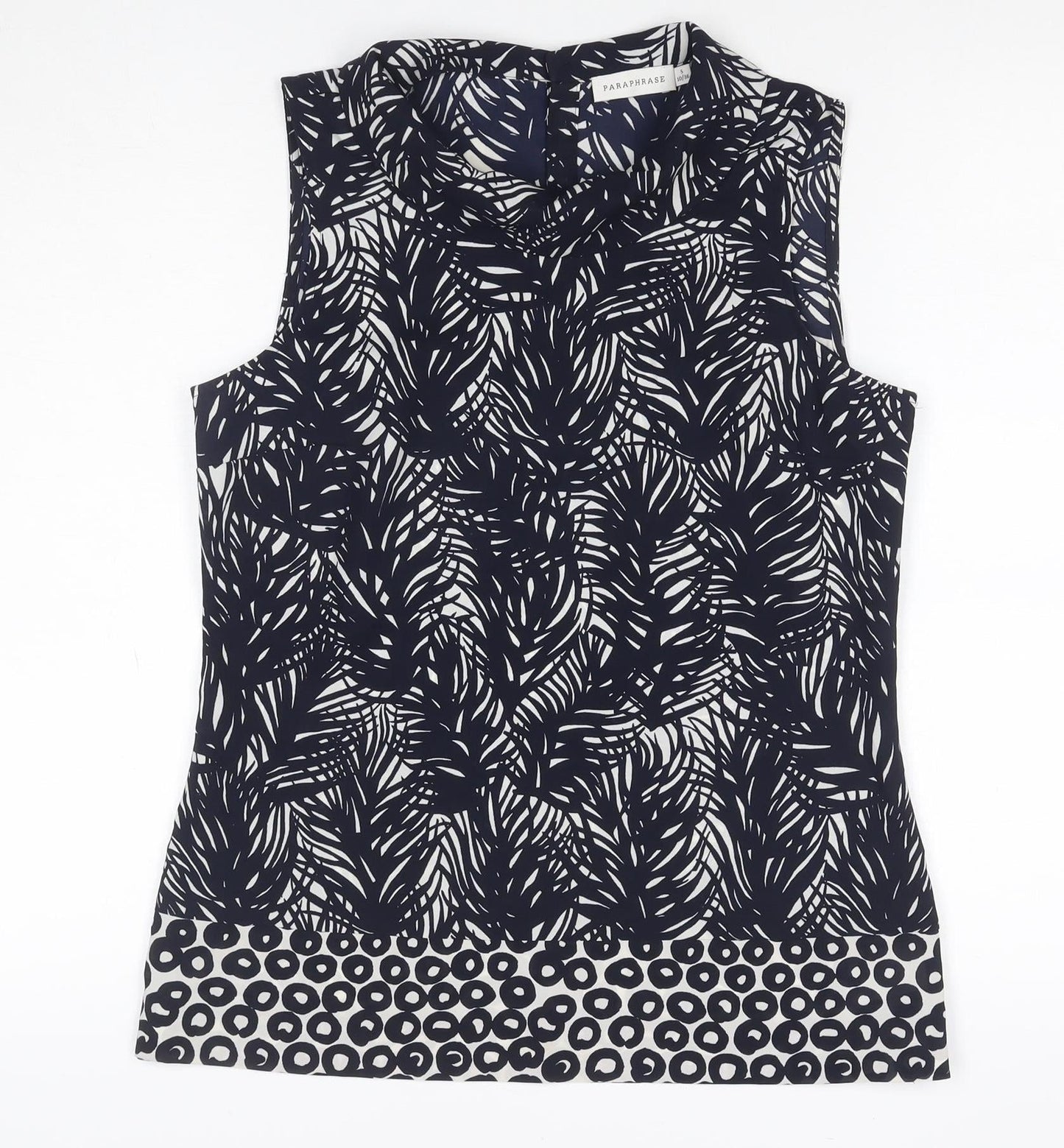 Paraphrase Women’s Black Tropical Print Sleeveless Blouse UK 10
