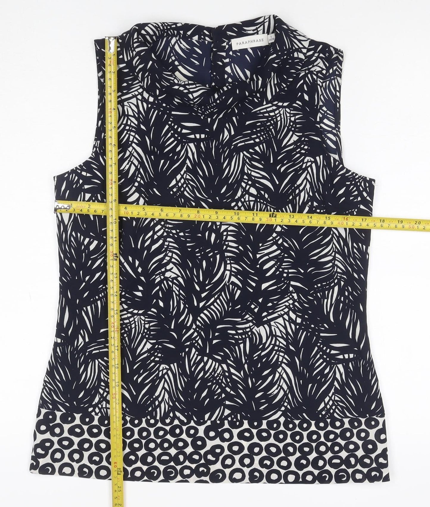 Paraphrase Women’s Black Tropical Print Sleeveless Blouse UK 10