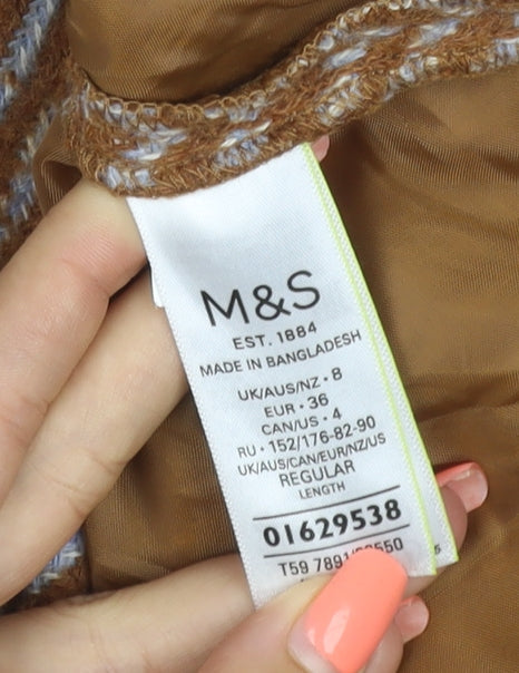 Marks and Spencer Women’s Brown Herringbone Wool Blend Pencil Skirt UK 8