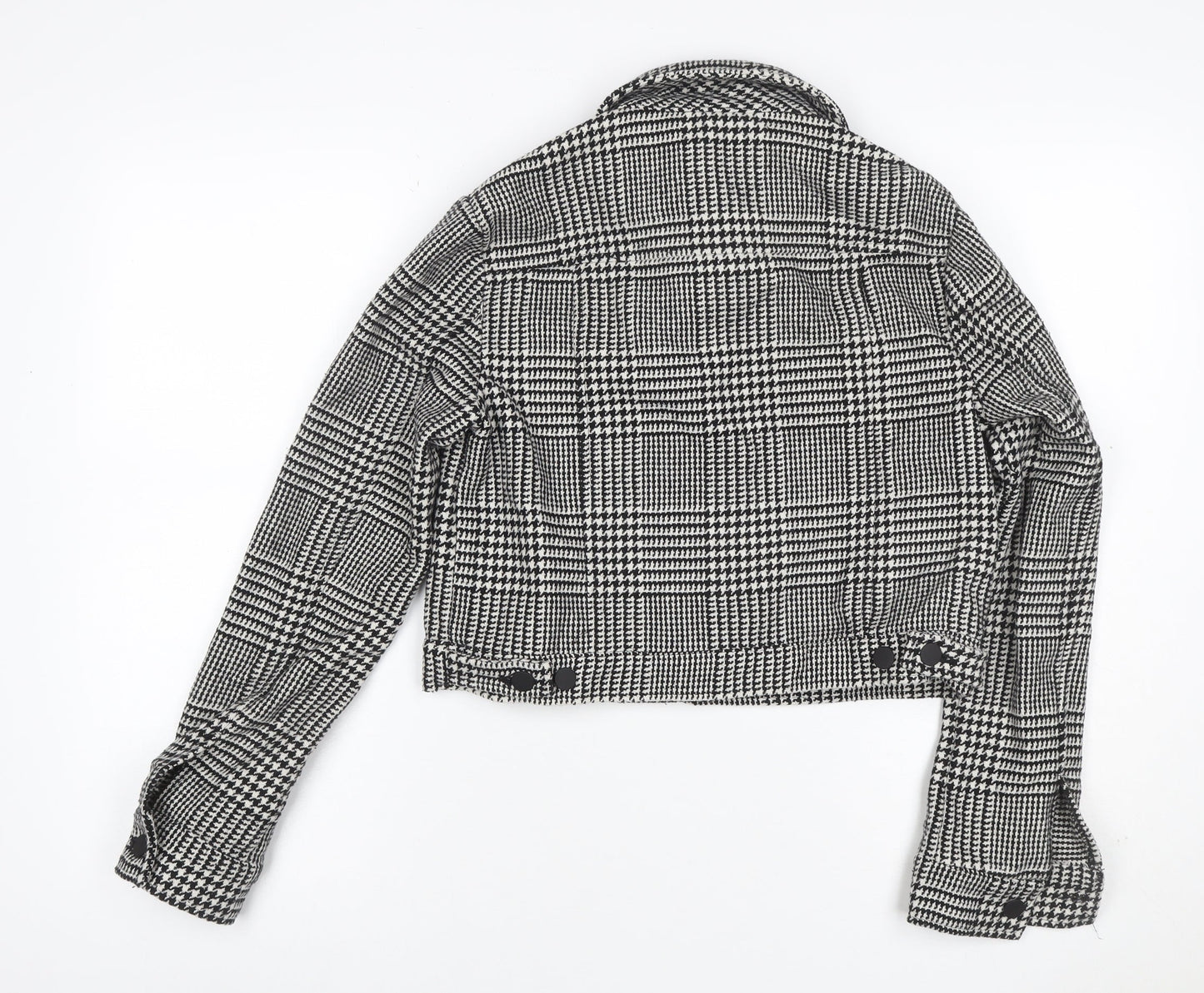 Forever 21 Women’s Black White Check Cropped Tweed Jacket Size S