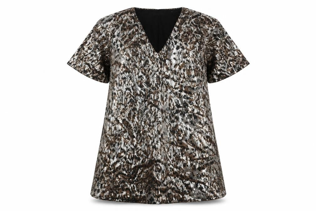 Zara TRF Women’s Silver Leopard Sequin A-Line Mini Dress Size M