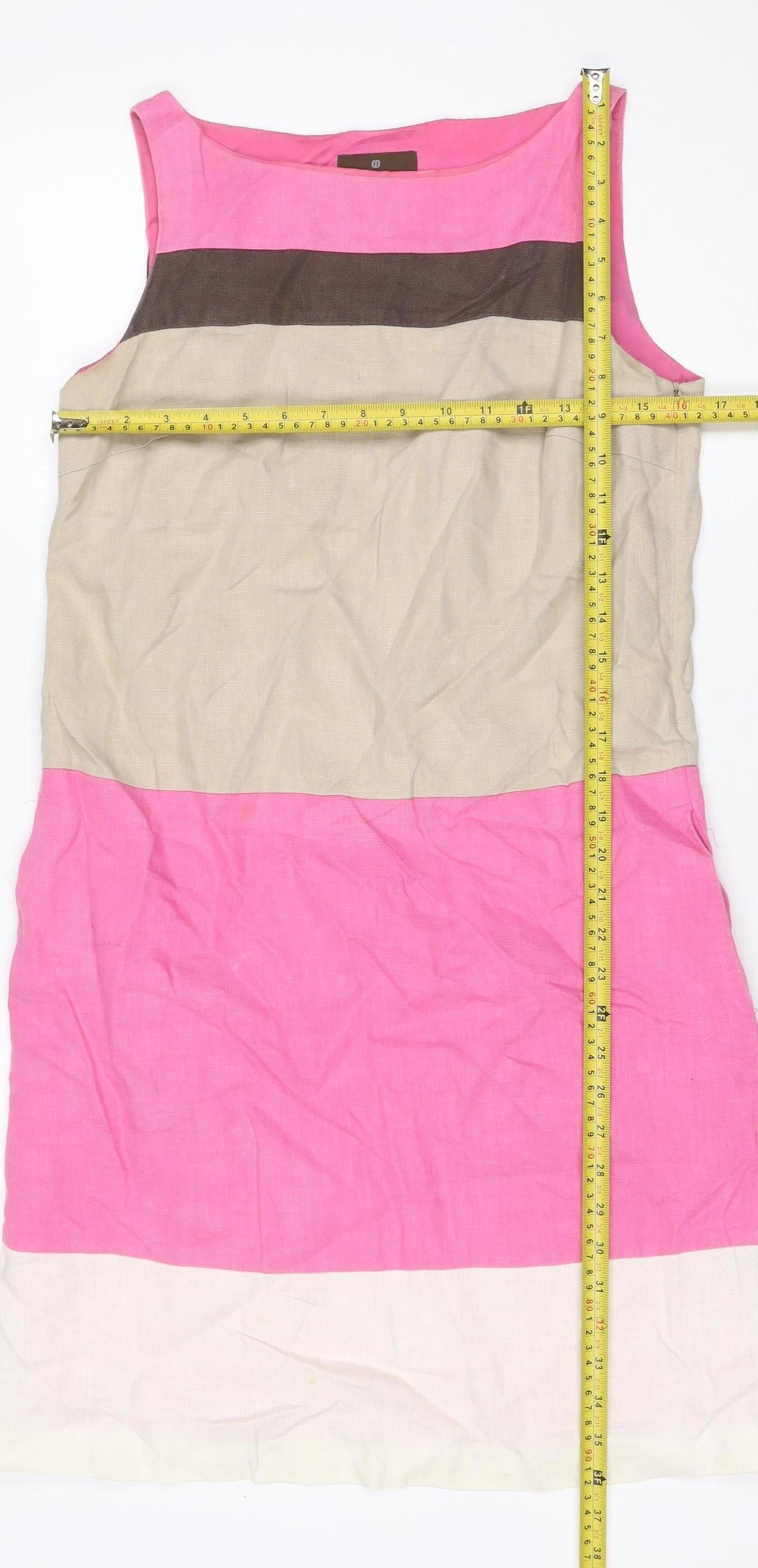 Fenn Wright Manson Women’s Pink Colourblock Shift Dress UK 10 Linen