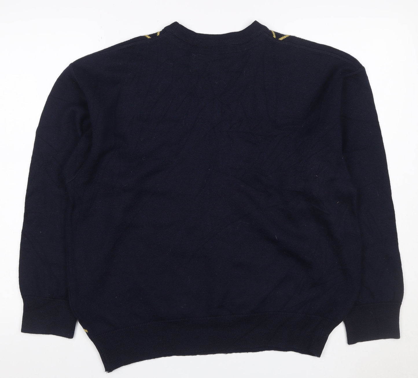 Kings Court Men's Navy M Argyle Wool Blend Crew Neck Pullover Jumper