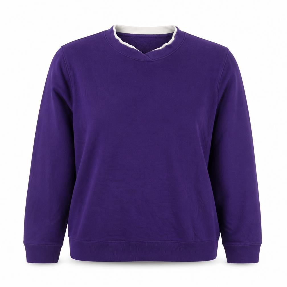 Laura Scott Women’s Purple Size 14 Fleece V-Neck Pullover Jumper