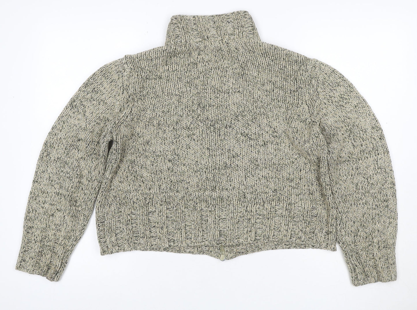 Marks and Spencer Women Green UK 12 Chunky Knit Full Zip Jumper