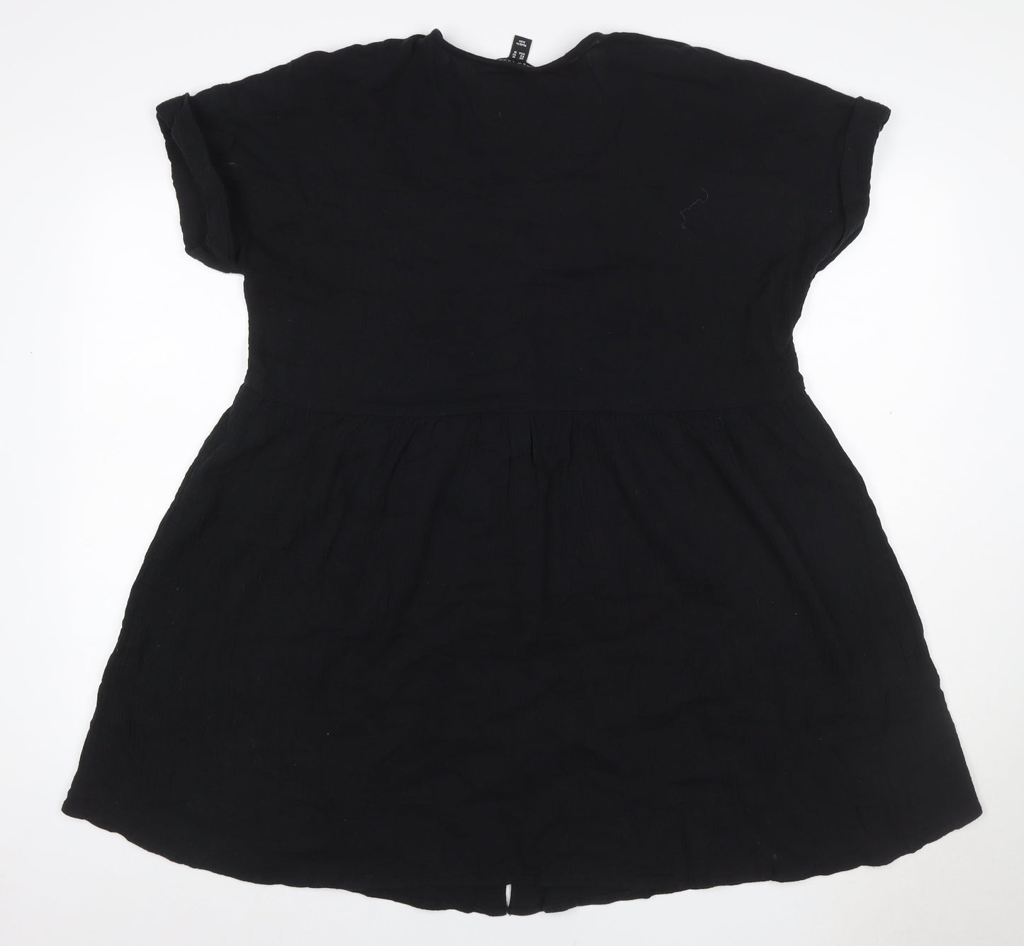 New Look Women Black UK 14 Fit & Flare V-Neck Button Mini Dress