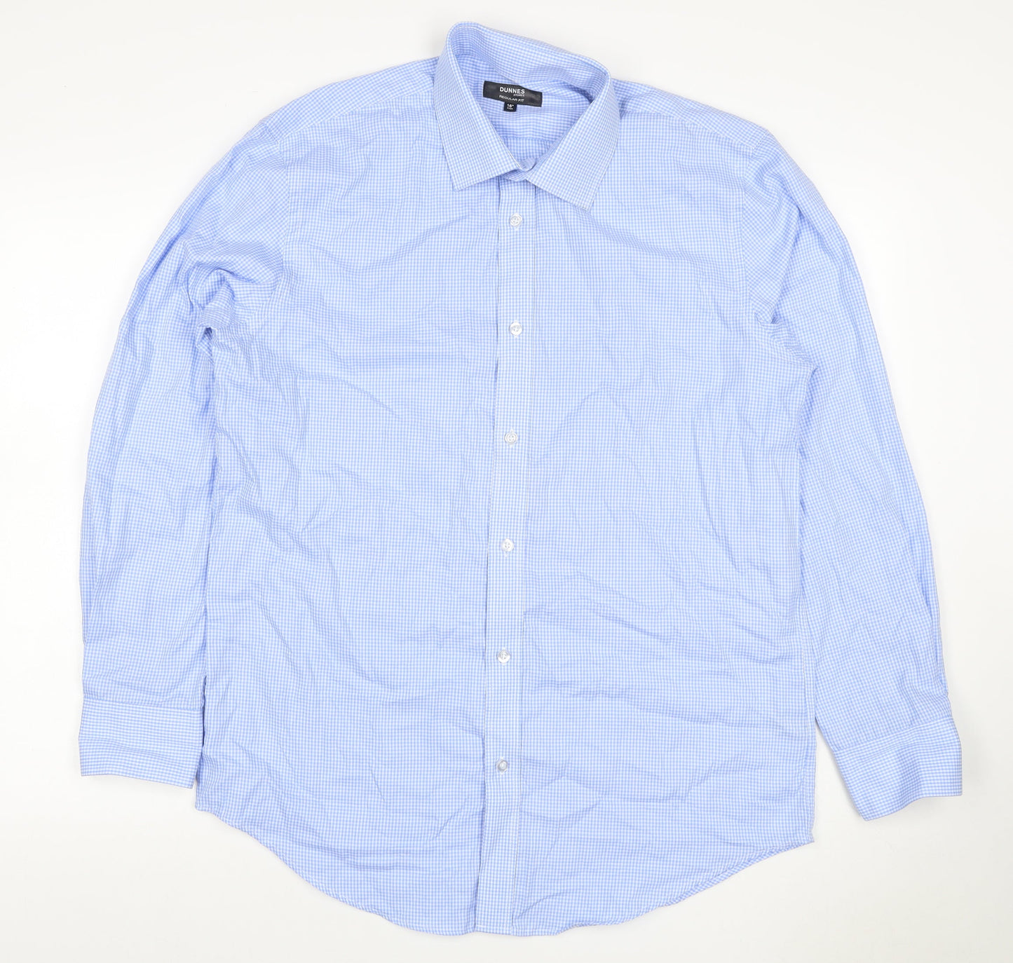 Dunnes Stores Men’s Blue Check Regular Fit 16in Long Sleeve Shirt