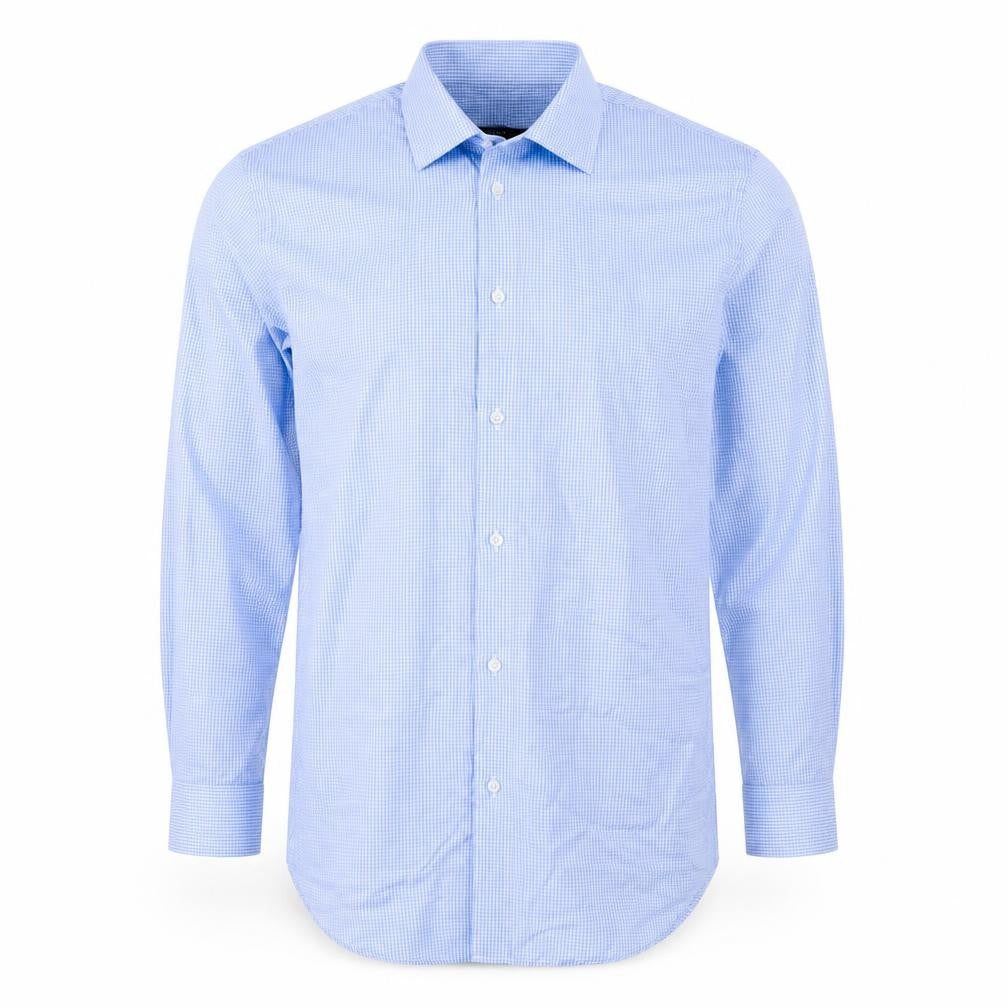 Dunnes Men’s Blue Check Regular Fit 16in Long Sleeve Shirt