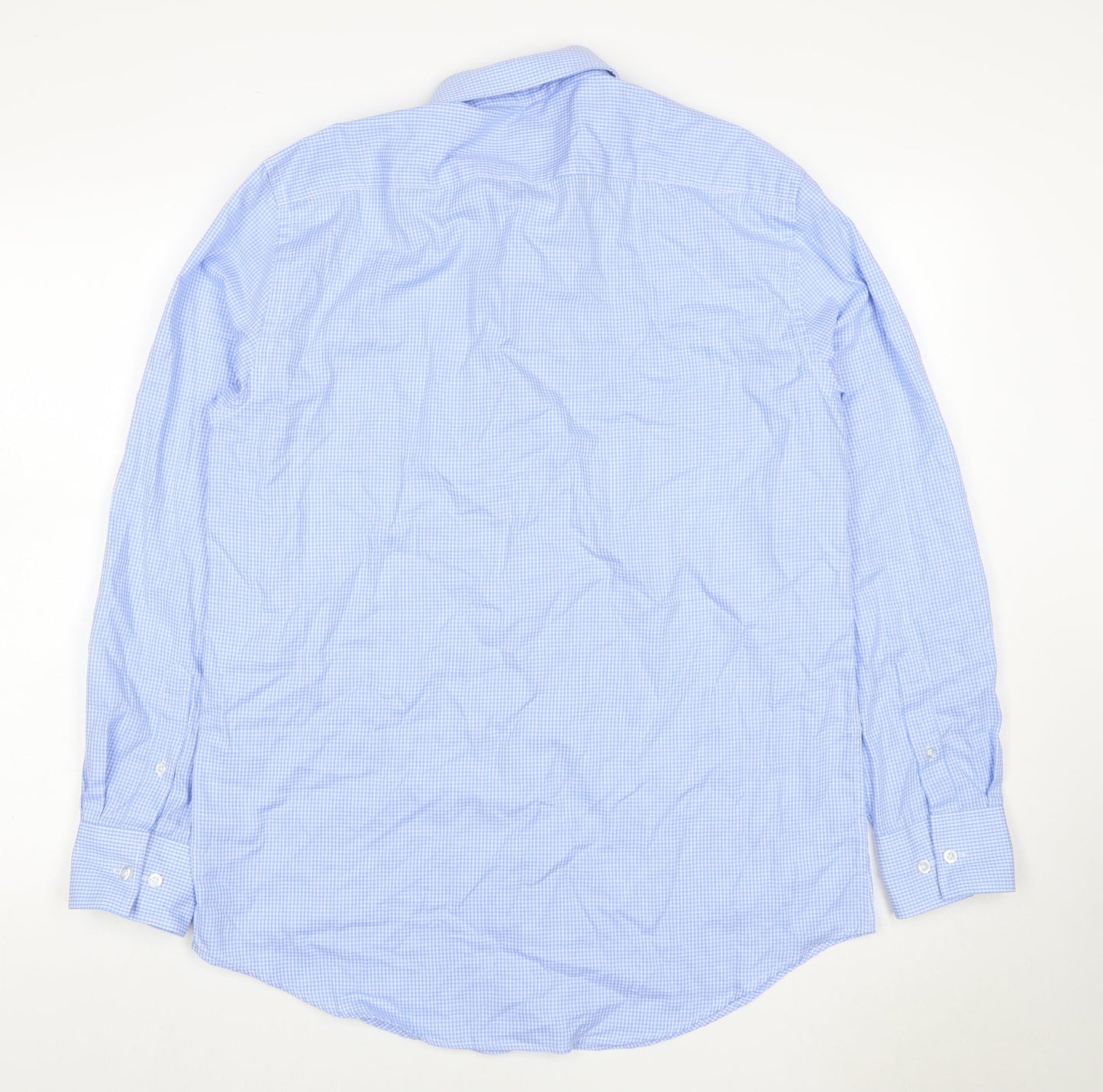 Dunnes Stores Men’s Blue Check Regular Fit 16in Long Sleeve Shirt