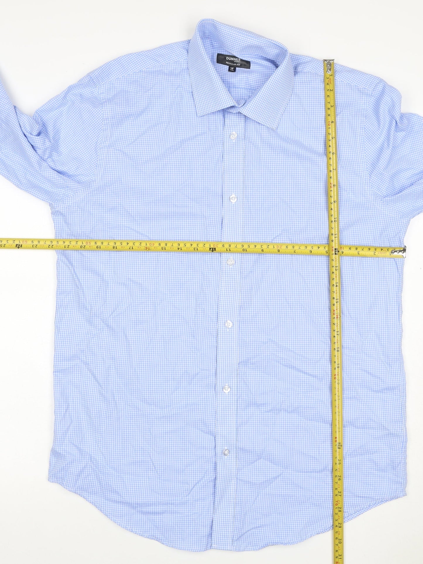 Dunnes Stores Men’s Blue Check Regular Fit 16in Long Sleeve Shirt