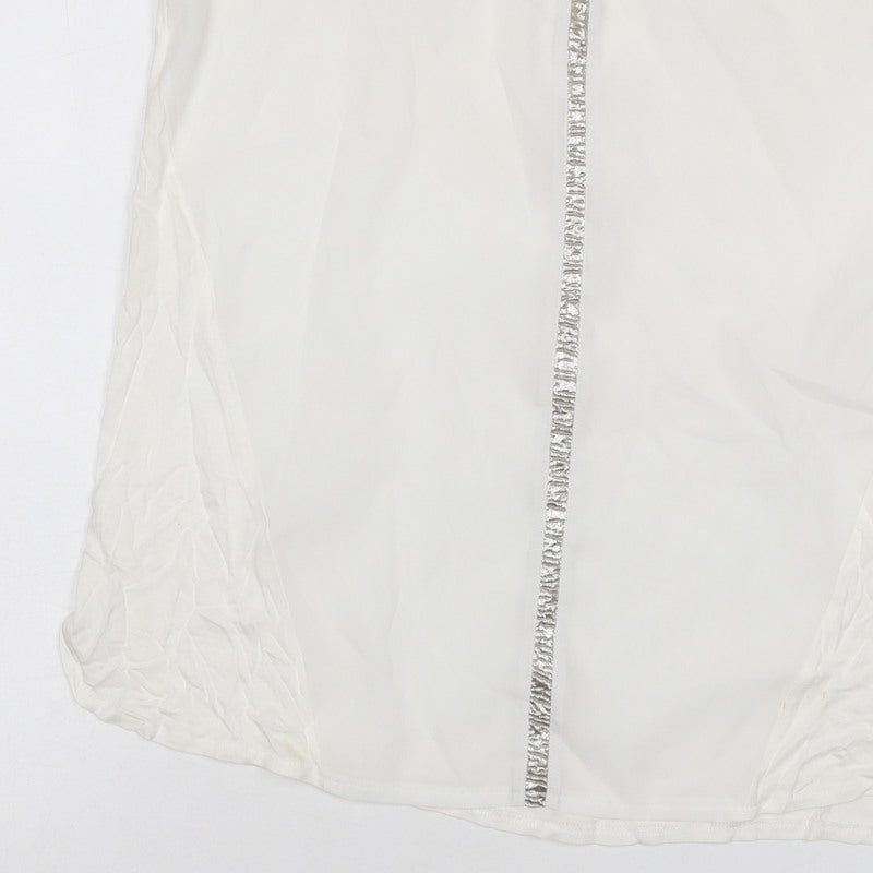 Oasis Women Ivory UK 12 Sheer Chiffon Scoop Neck Camisole Tank Top