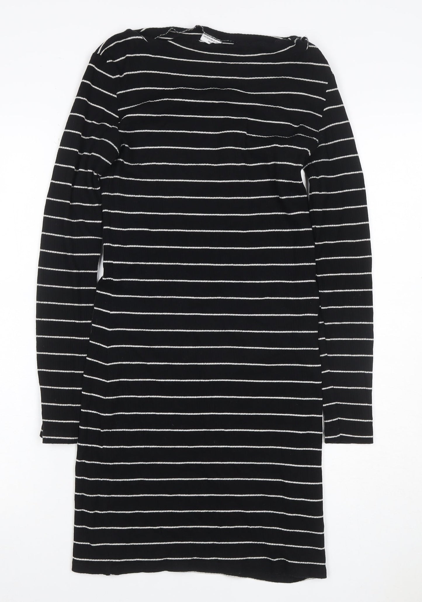 Jacqueline de Yong Women Black Striped Bodycon Knit Dress M