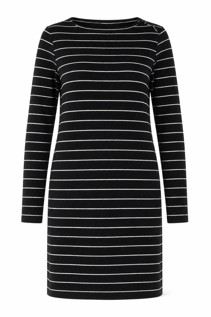 Jacqueline de Yong Women Black Striped Bodycon Knit Dress M