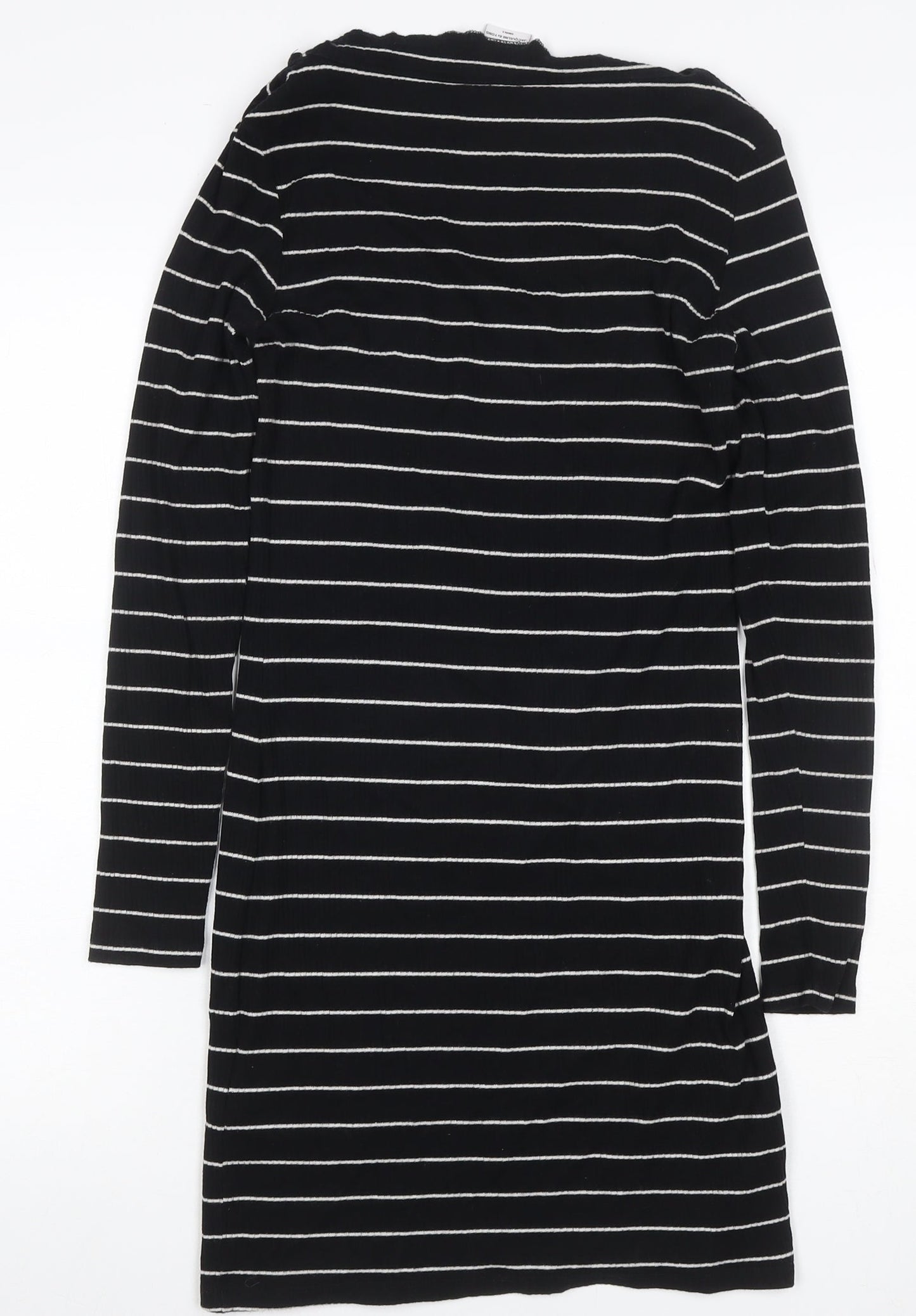 Jacqueline de Yong Women Black Striped Bodycon Knit Dress M