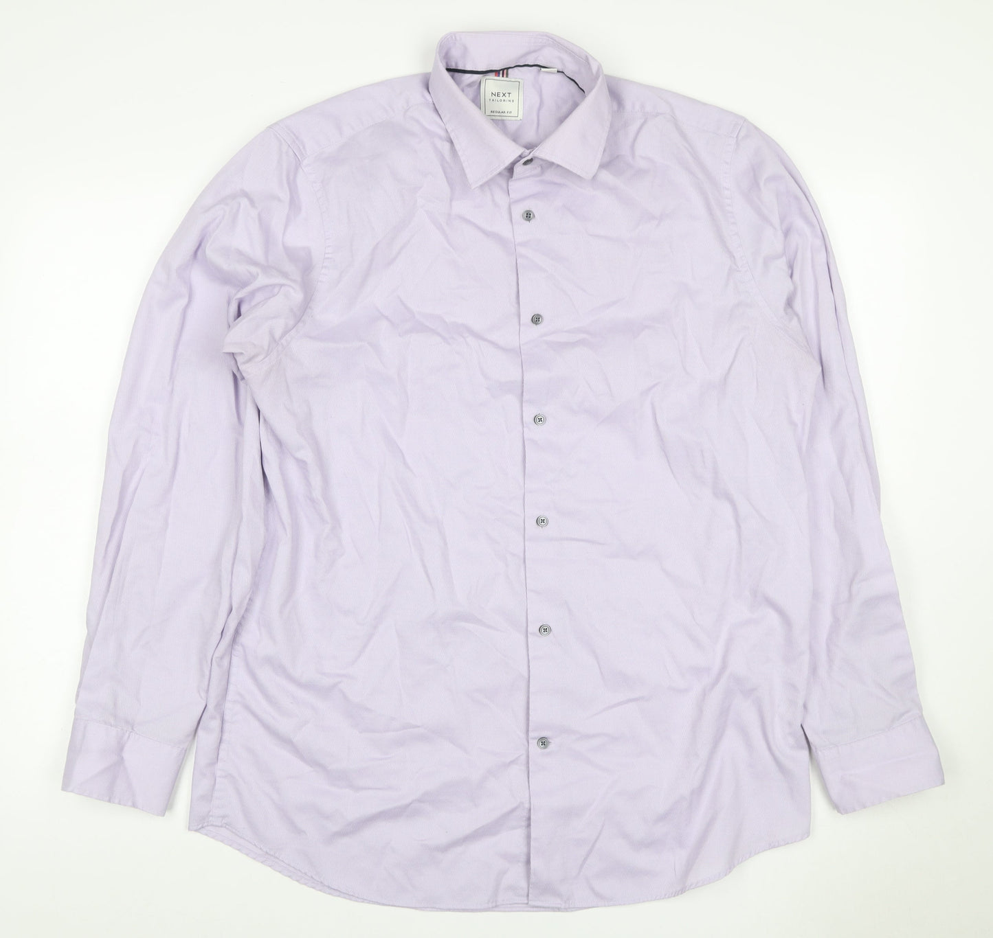 Next Men’s Purple 16.5 Regular Fit Cotton Striped Button-Up Shirt