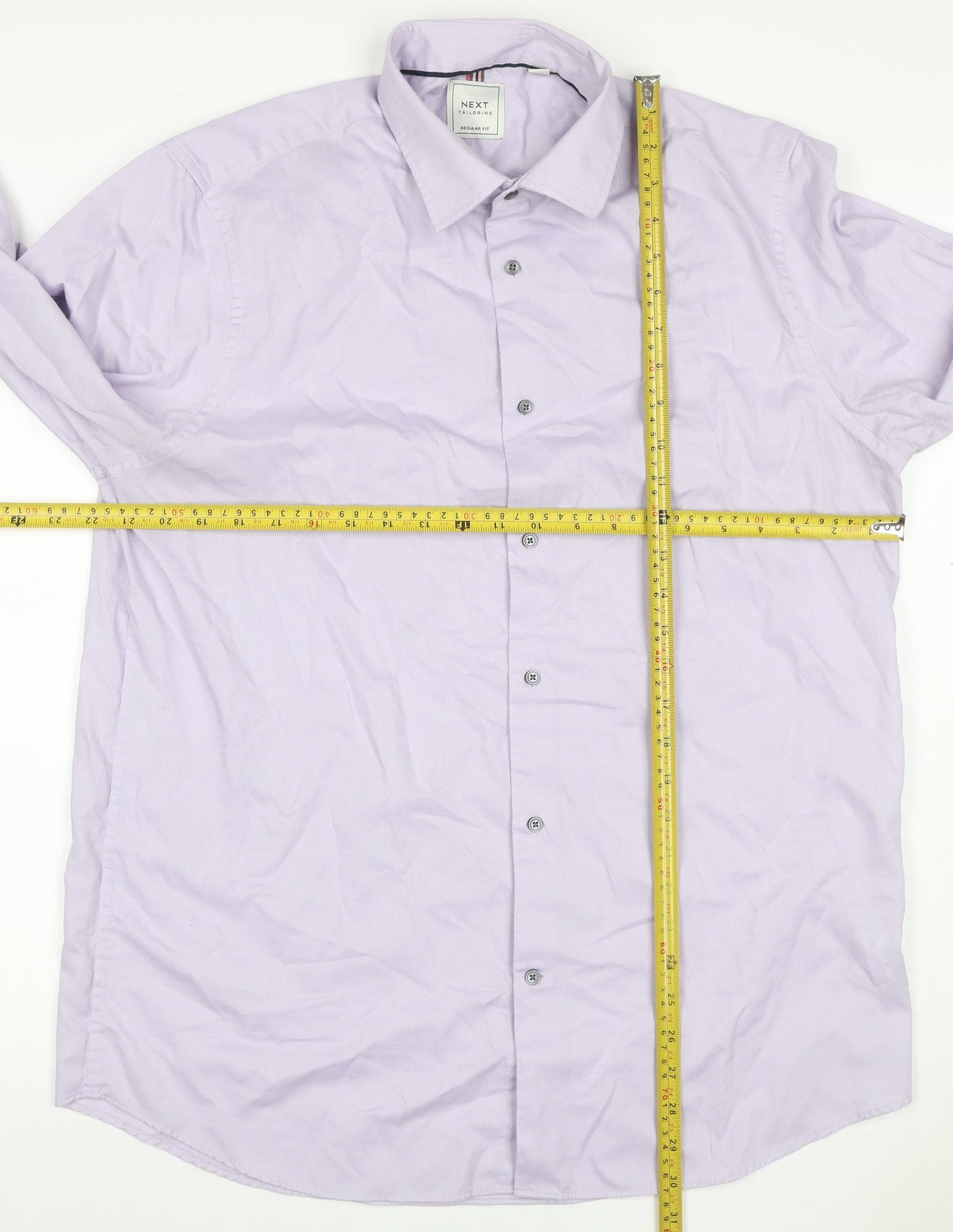 Next Men’s Purple 16.5 Regular Fit Cotton Striped Button-Up Shirt