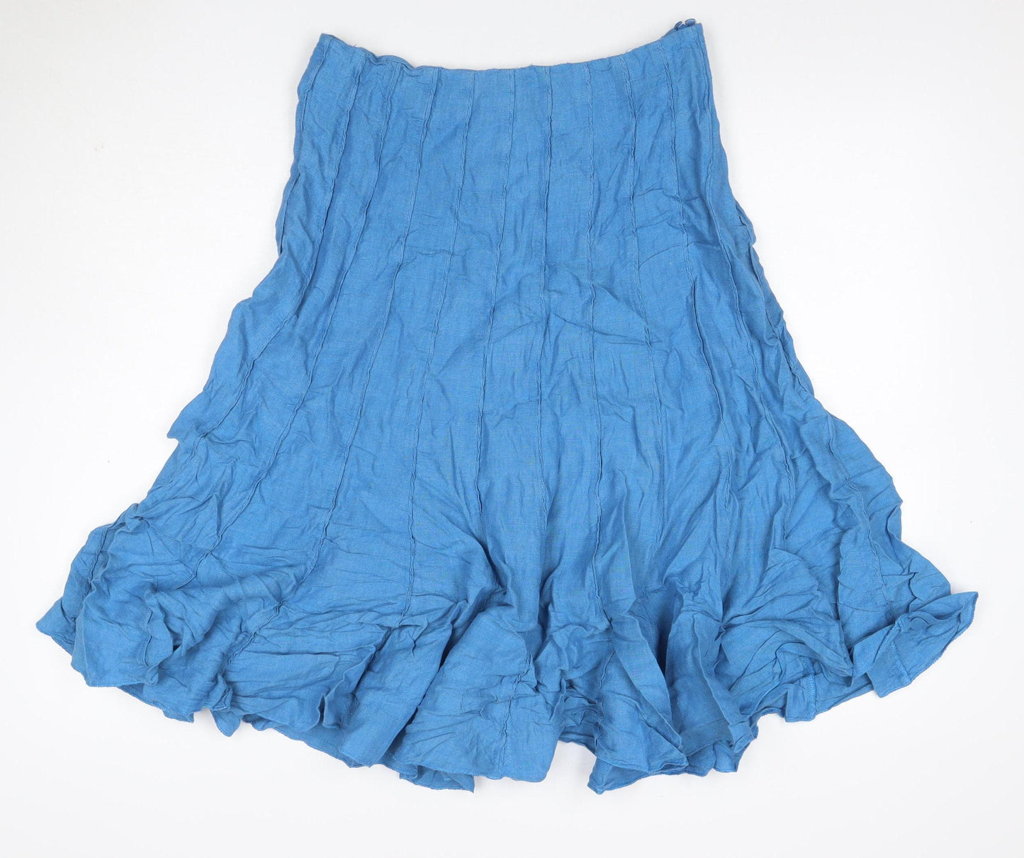 Per Una Women’s Blue Linen Flare Knee Length Skirt UK 12