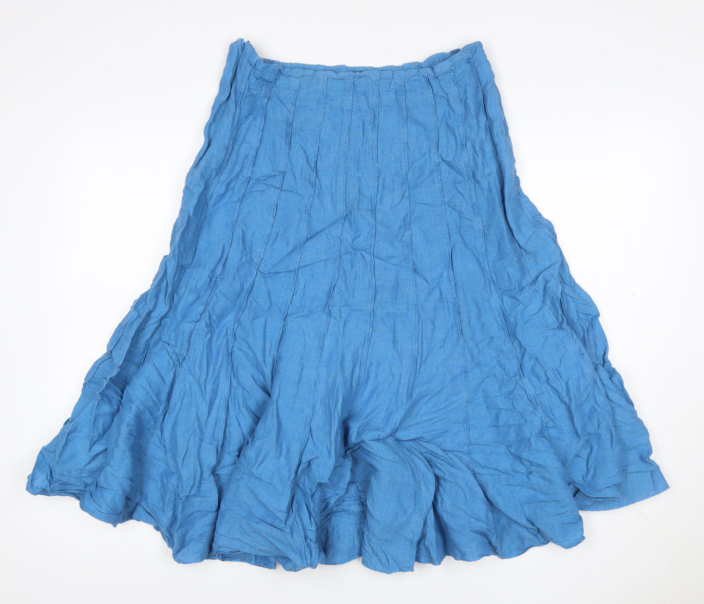 Per Una Women’s Blue Linen Flare Knee Length Skirt UK 12