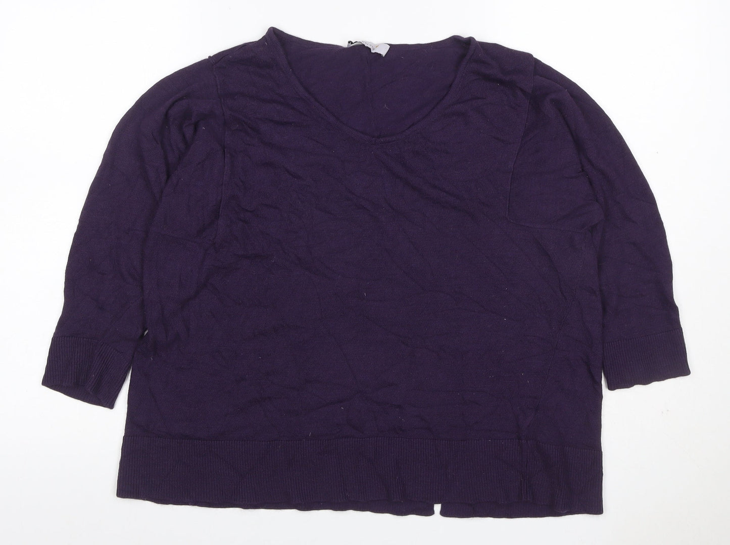 Marks & Spencer Women Purple UK 14 100% Wool Round Neck Jumper