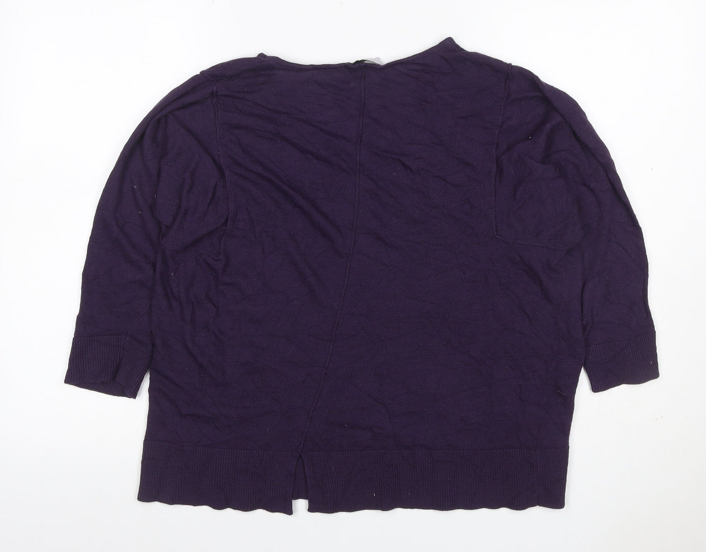 Marks & Spencer Women Purple UK 14 100% Wool Round Neck Jumper