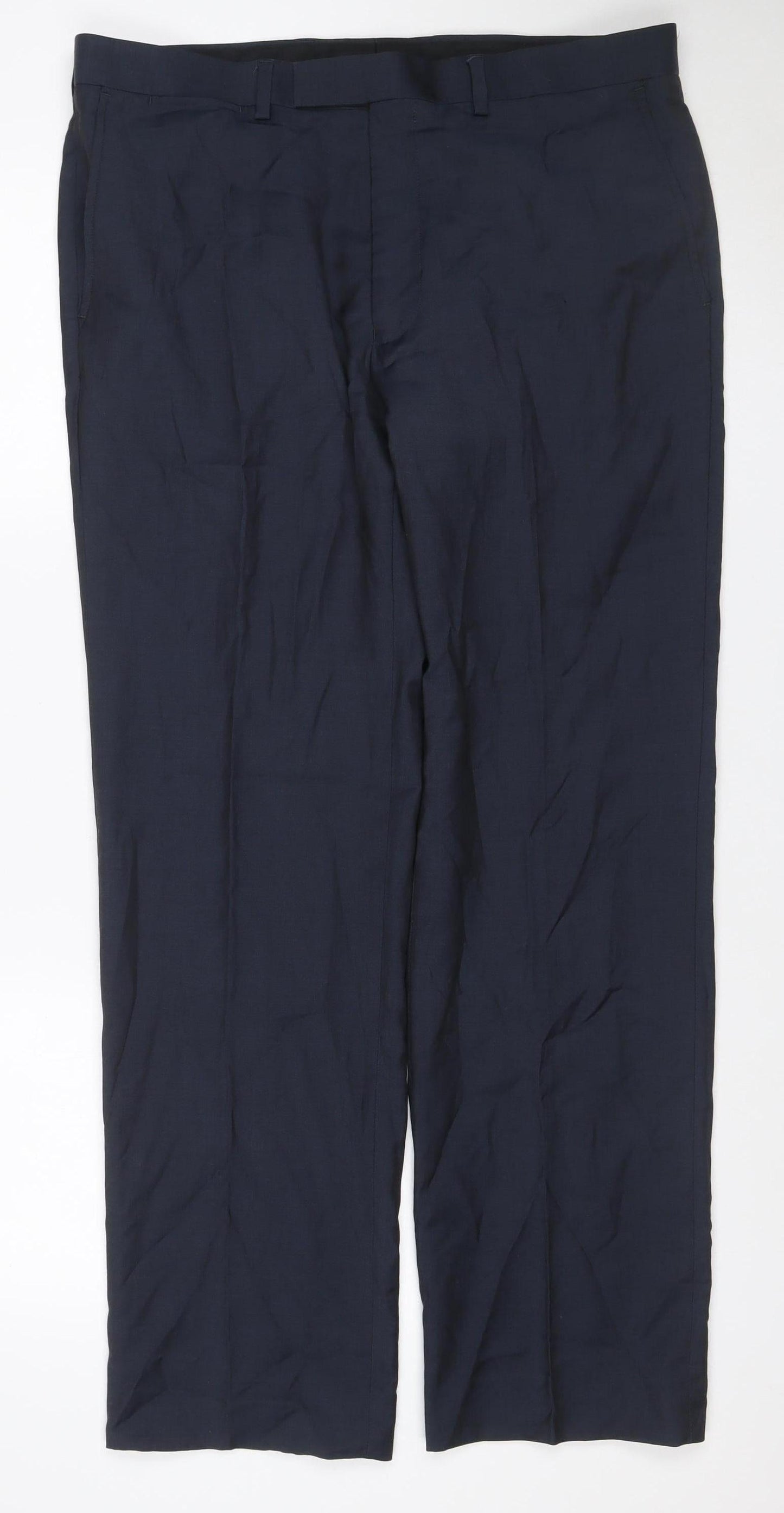 Marks and Spencer Autograph Men's Blue 36W 31L Wool Dress Trousers