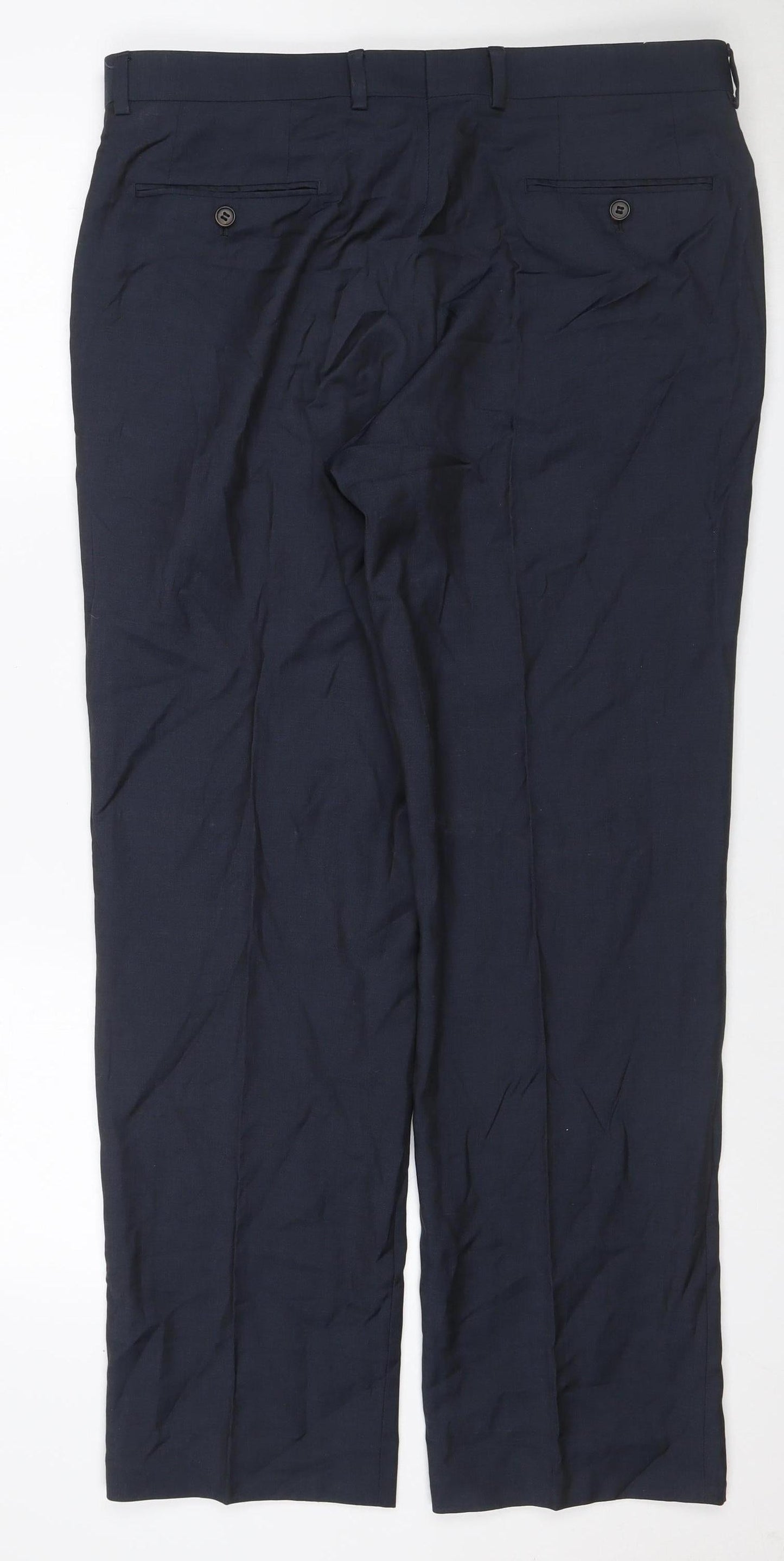 Marks and Spencer Autograph Men's Blue 36W 31L Wool Dress Trousers