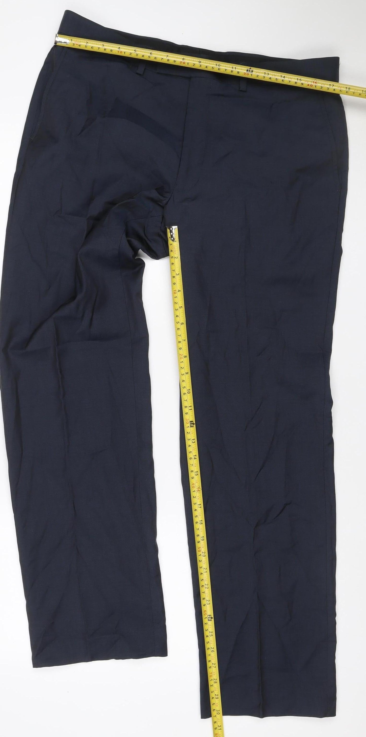 Marks and Spencer Autograph Men's Blue 36W 31L Wool Dress Trousers