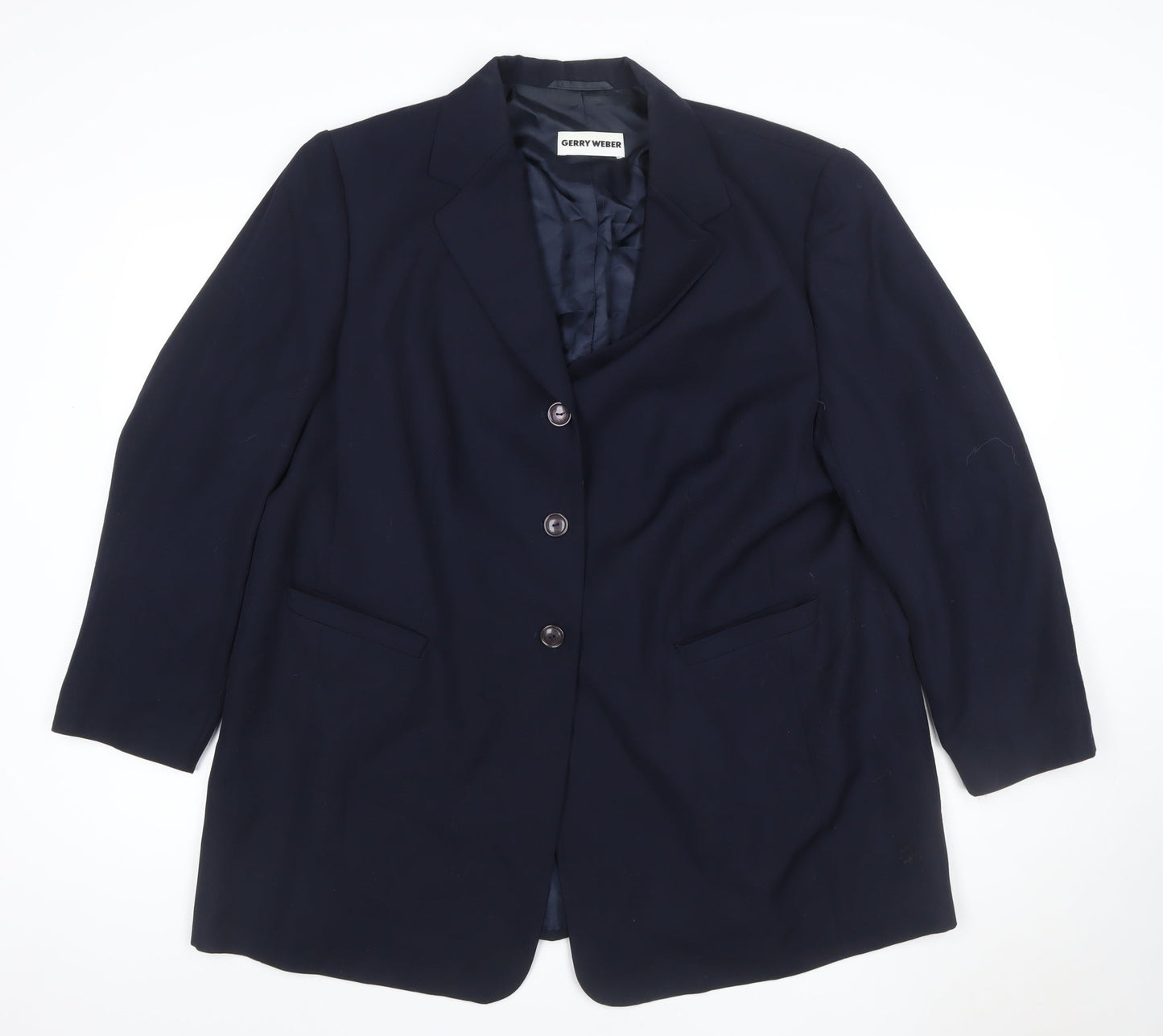 Gerry Weber Women Navy Blue UK 20 Wool Blend Single-Breasted Blazer
