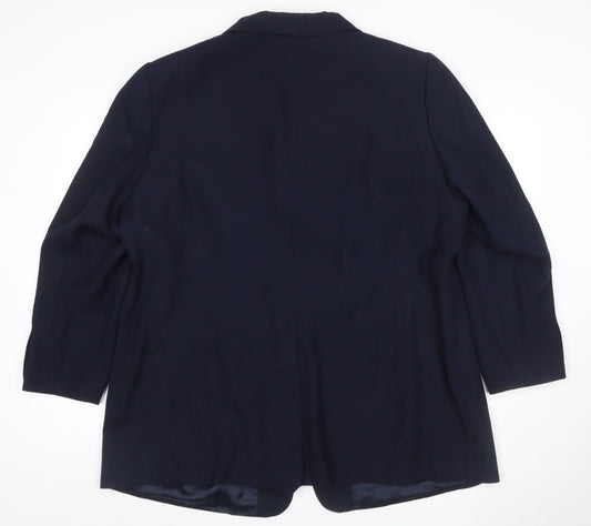Gerry Weber Women Navy Blue UK 20 Wool Blend Single-Breasted Blazer